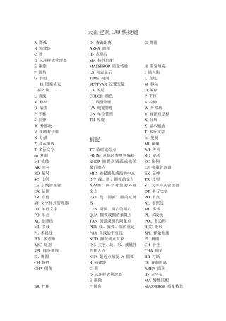 天正建筑CAD快捷键及AUTOCAD快捷键大全