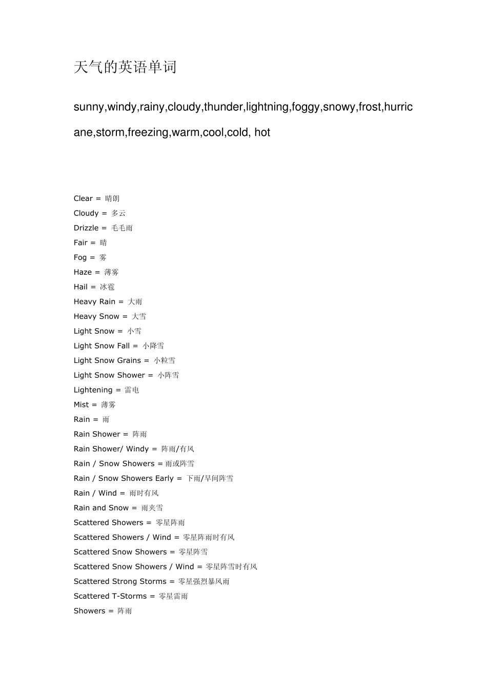 天气的英语单词_第1页