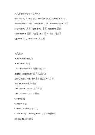 天气预报的英语表达方式