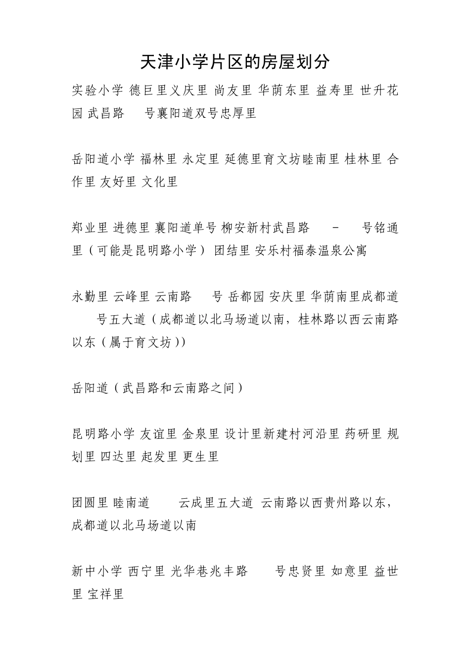 天津小学学区房房屋划分资料_第1页