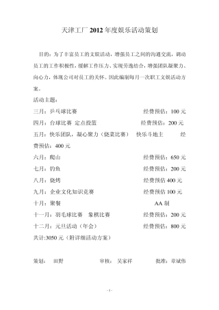 天津工厂年度娱乐活动策划