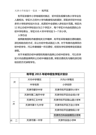 天津市学区划片概览