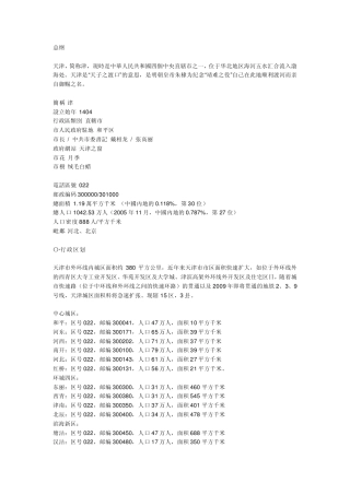 天津的简介及其历史沿革