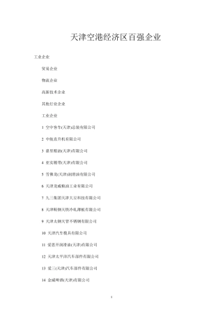 天津空港经济区百强企业