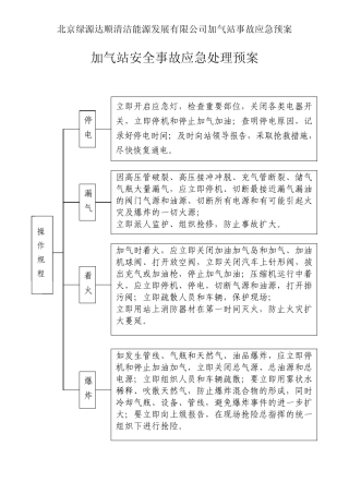 天然气、cng、lng、加油站、加气站安全事故应急处理预案