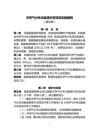 天然气分布式能源示范项目实施细则