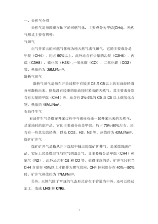 天然气换算表