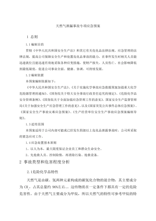 天然气泄漏事故专项应急预案