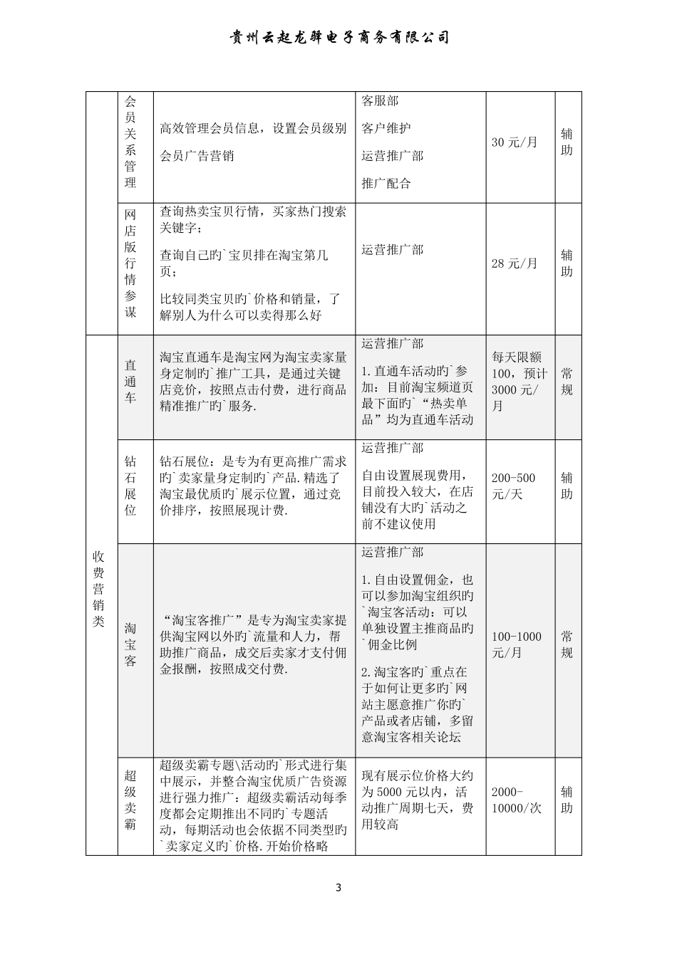 天猫旗舰店电商部门运营推广费用预算_第3页
