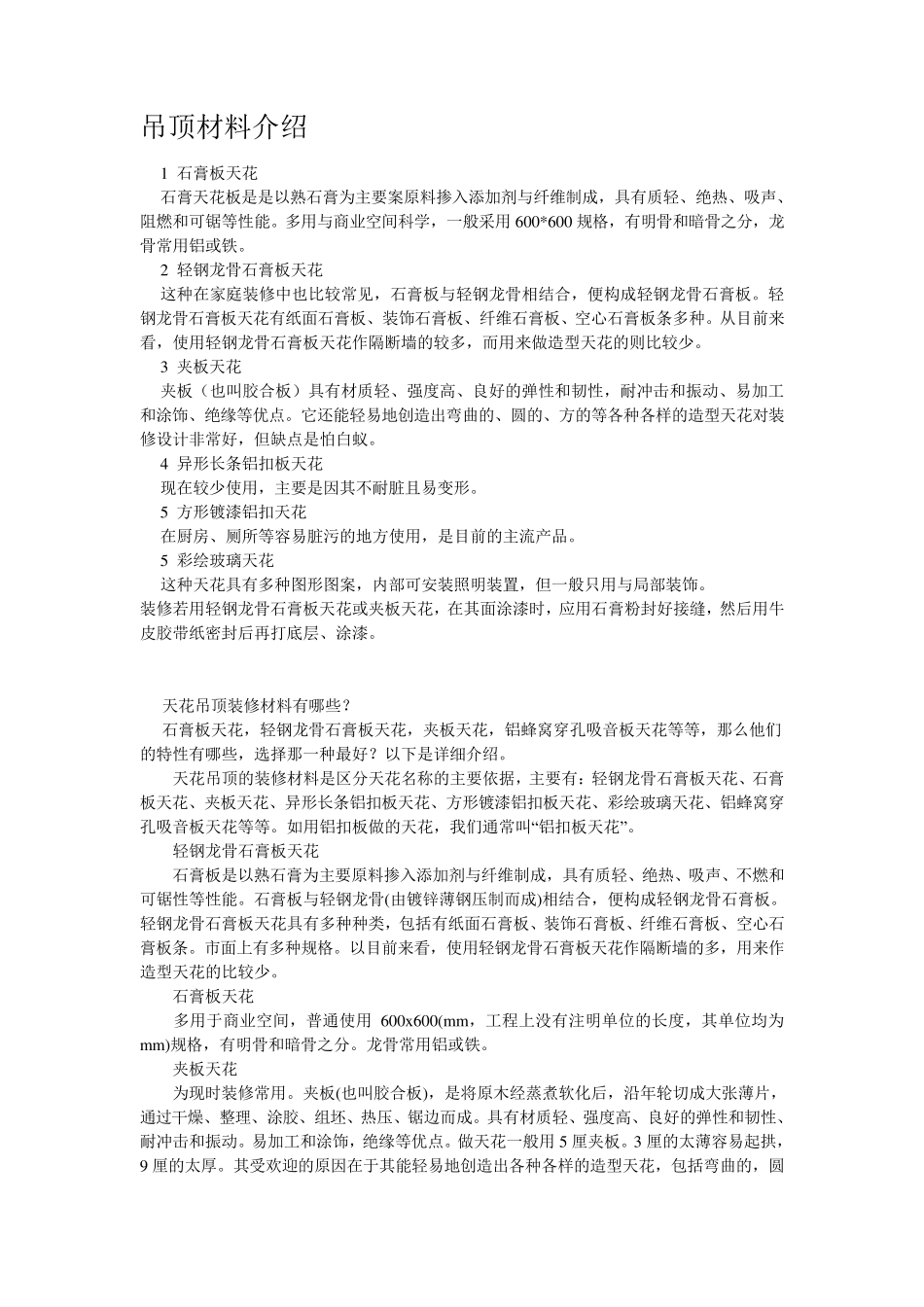 天花吊顶材料介绍_第1页