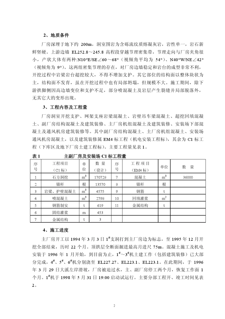 天荒坪抽水蓄能电站地下厂房施工总结_第2页