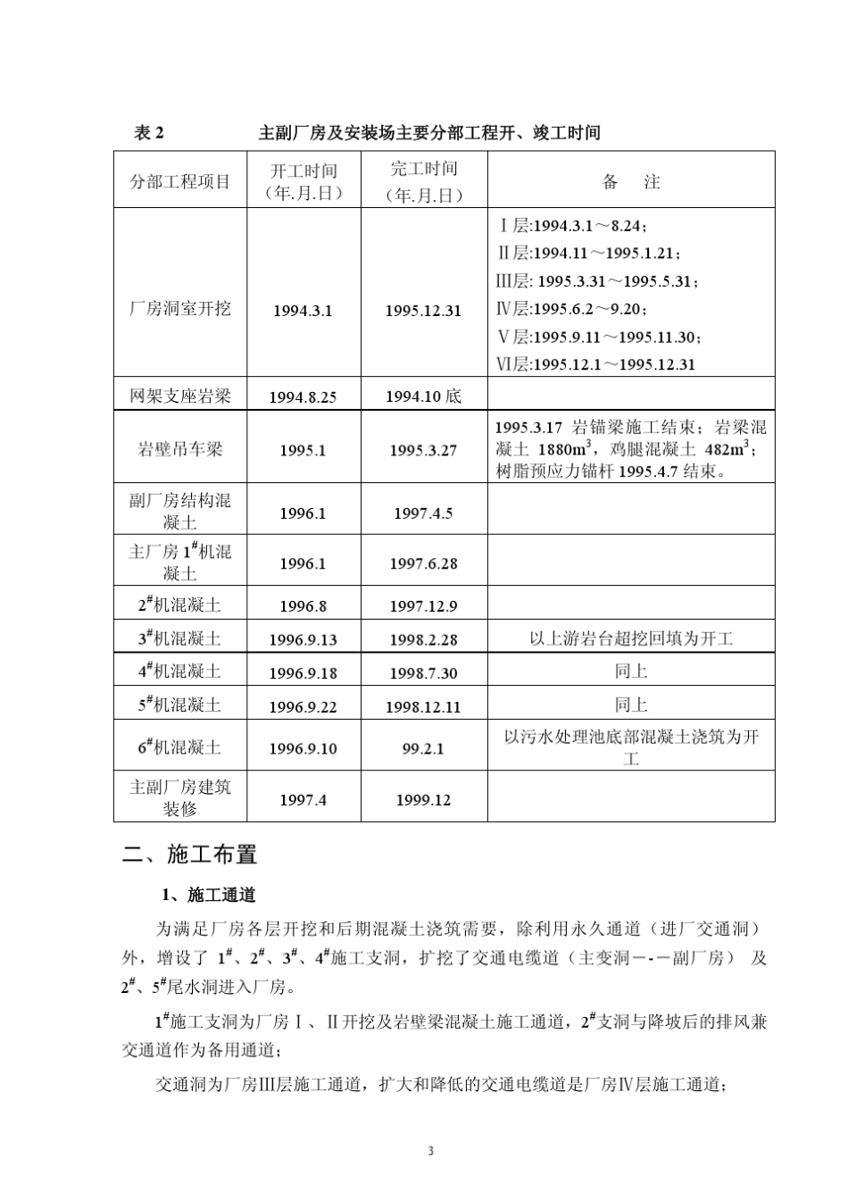 天荒坪抽水蓄能电站地下厂房施工总结_第3页