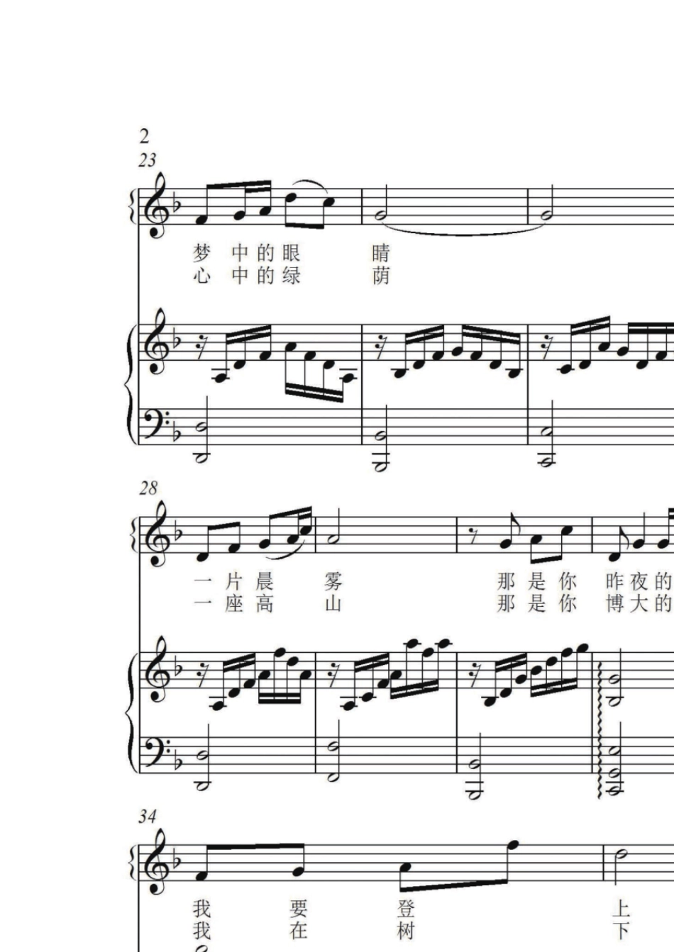 天边F调钢琴正谱伴奏_第2页