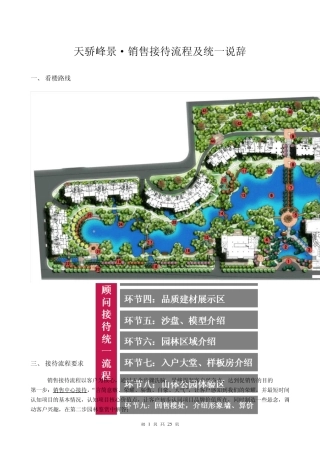 天骄峰景销售接待流程及统一说辞