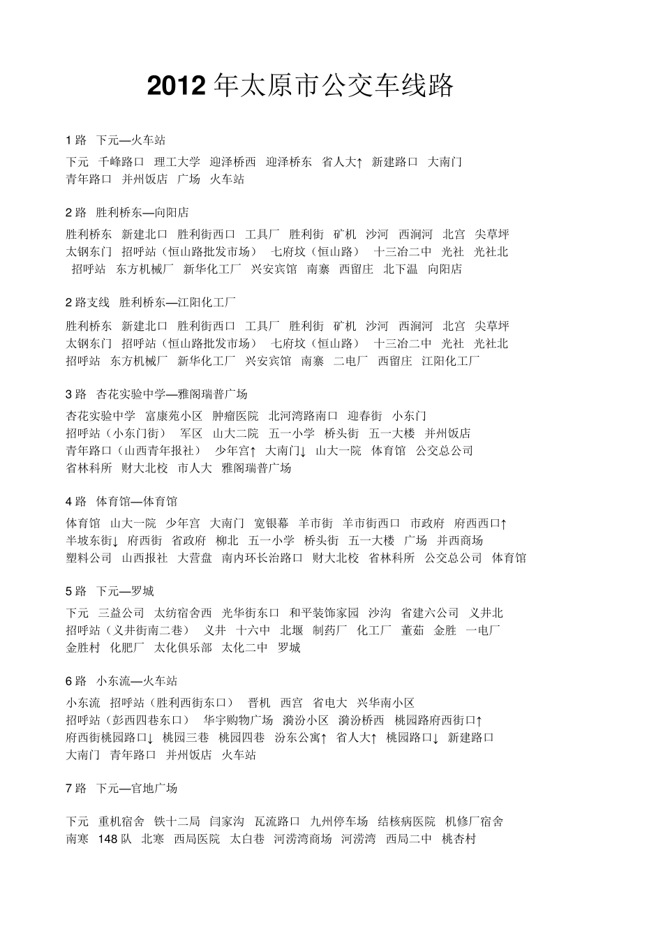太原市公交车线路_第1页
