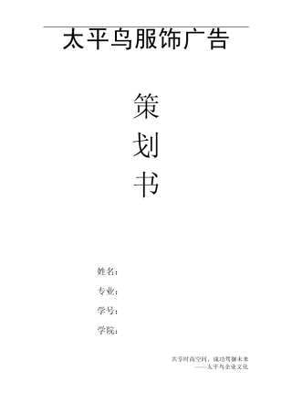 太平鸟服饰广告策划书