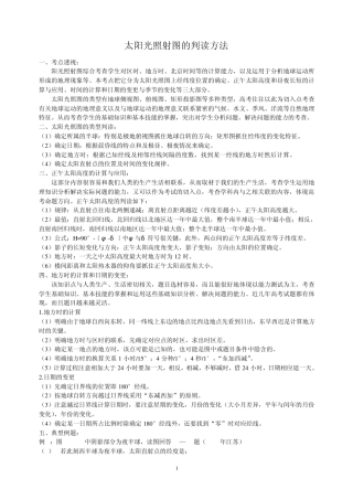 太阳光照射图的判读方法