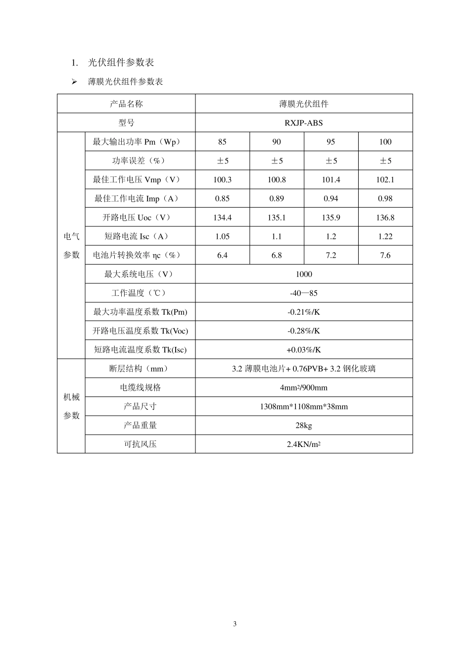 太阳能光伏组件产品技术参数日新科技_第3页