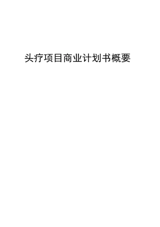 头疗项目商业计划书概要