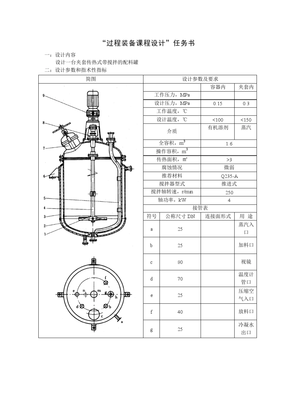 夹套反应釜课程设计说明书_第2页