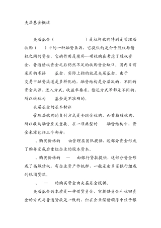 夹层基金概述
