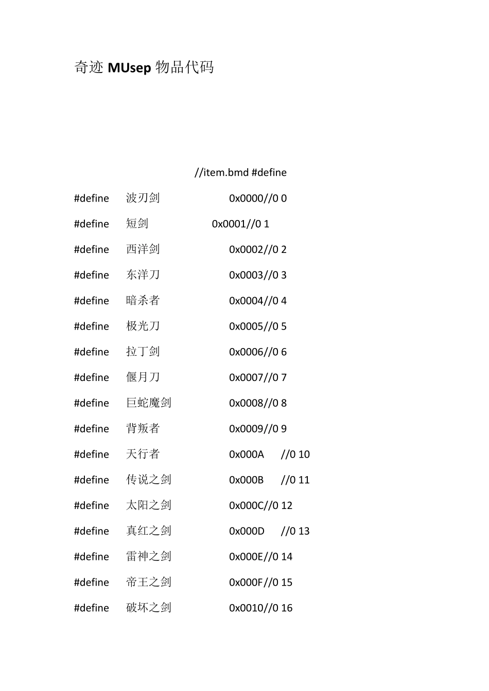 奇迹MUsep物品代码_第1页