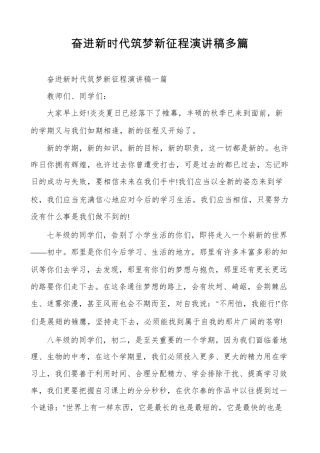 奋进新时代筑梦新征程演讲稿多篇