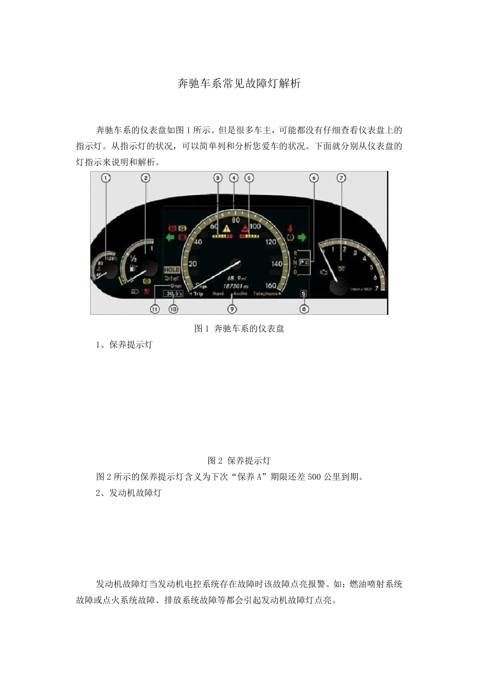奔驰维修常见故障灯解析华胜奔驰维修技师_第1页
