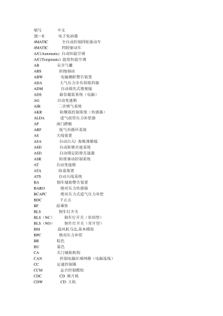 奔驰英文缩写对比