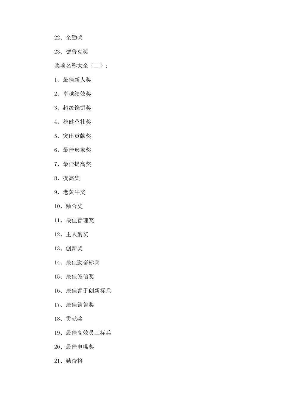 奖项名称大全200个_第2页