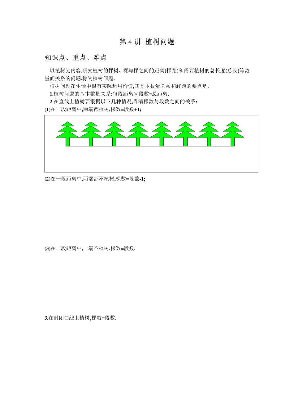 奥数小学三年级精讲与测试_第4讲_植树问题_第1页