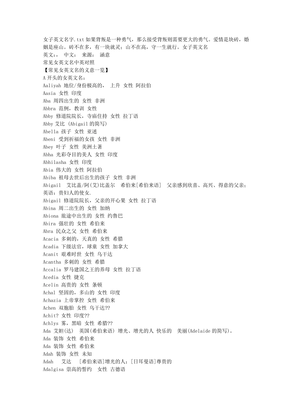 女子英文名字_第1页