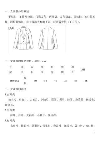 女西服的工艺流程