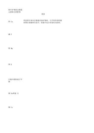 奶牛矿物质元素维生素需求与缺乏症