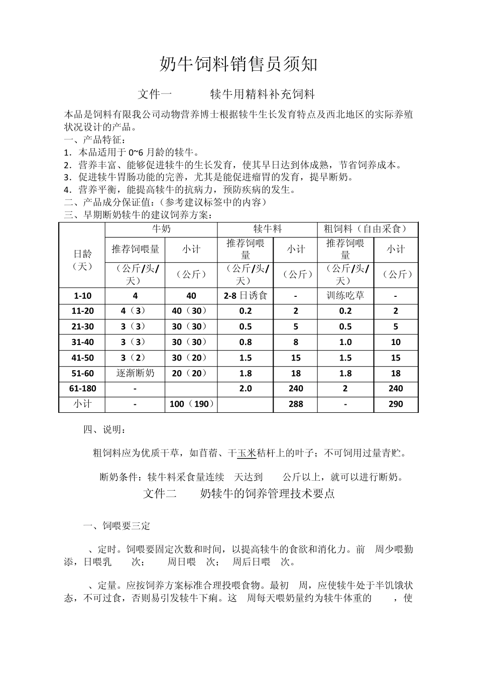 奶牛饲料销售员须知_第1页