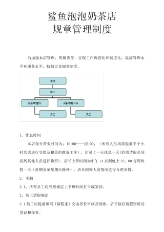 奶茶店管理制度及职责