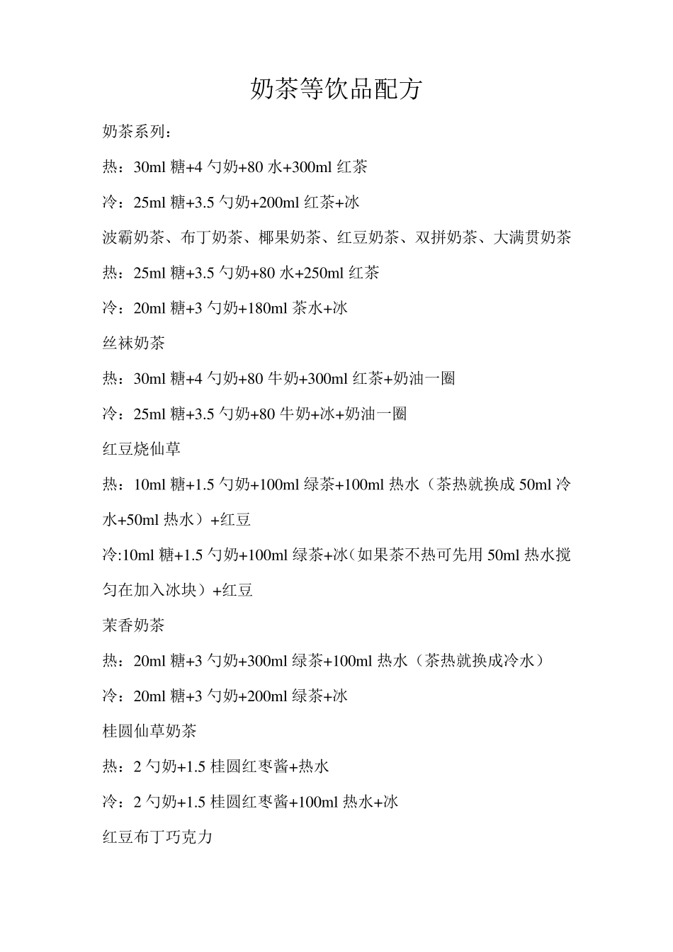 奶茶饮品配方_第1页
