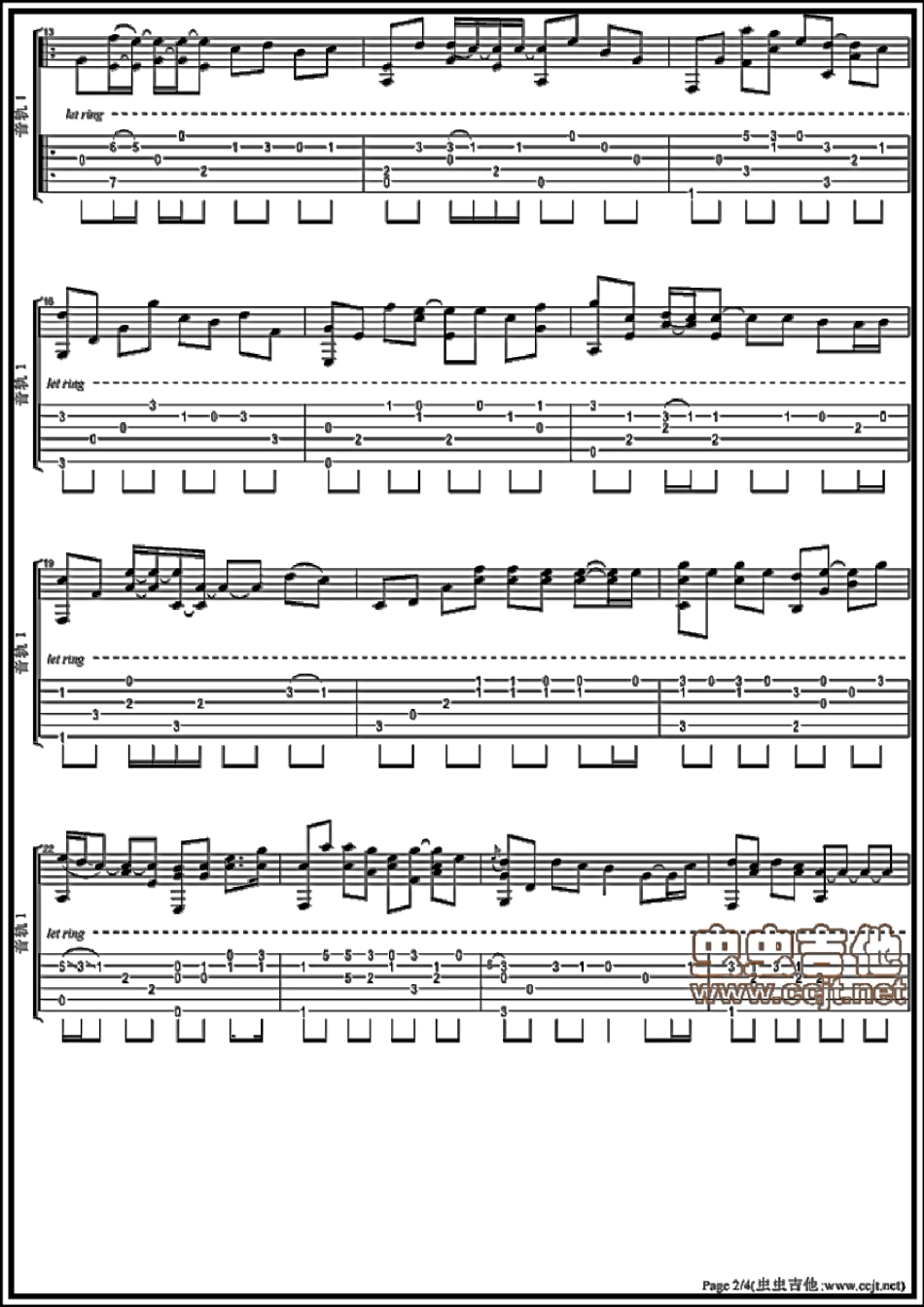 好久不见指弹吉他谱[简单]_第2页