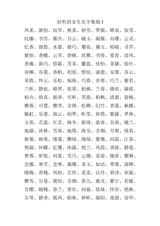 好听的女生名字集锦I