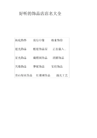 好听的饰品店店名大全