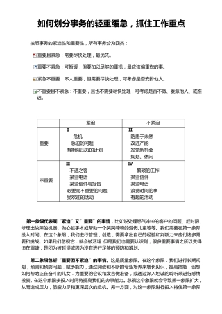 如何划分事务的轻重缓急