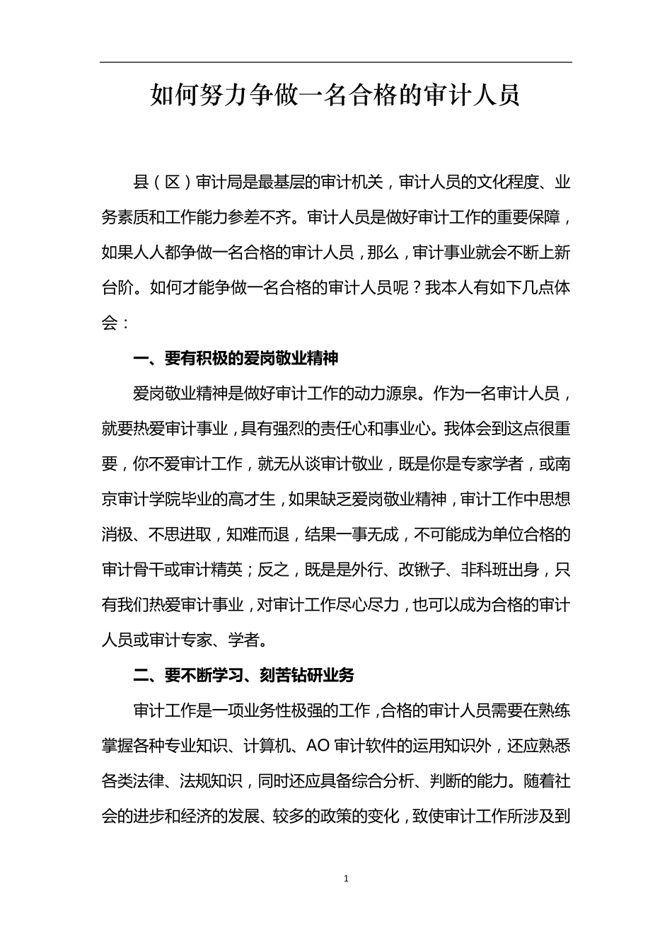 如何努力争做一名合格的审计人员_第1页