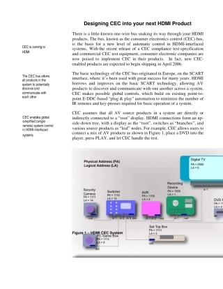 如何在下一个HDMI产品中设计CEC