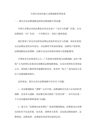 如何建立品牌战略系统