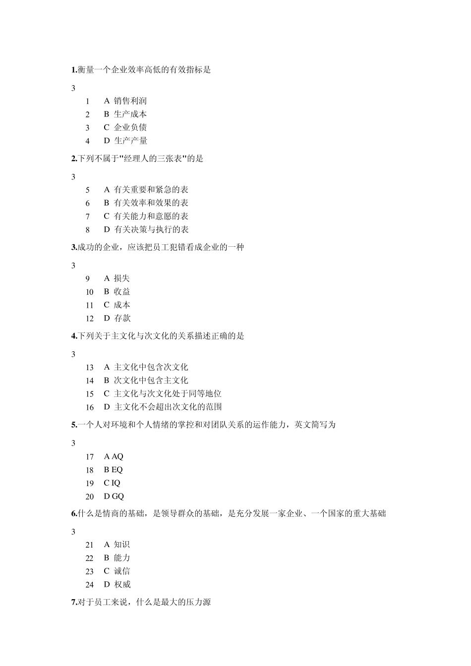 如何成为一个成功的职业经理人试题+答案_第1页