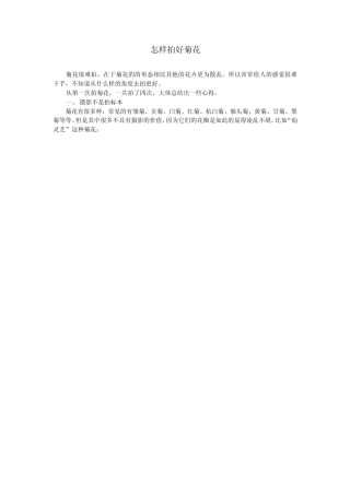 如何拍好菊花