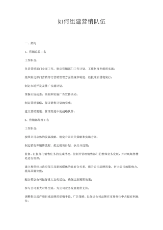 如何组建营销队伍