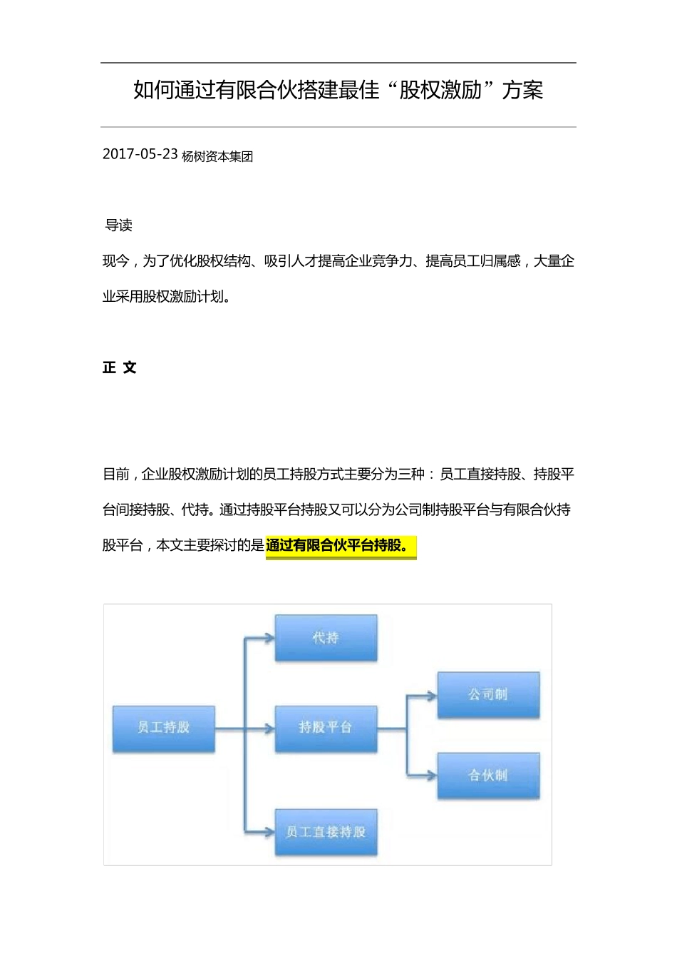 如何通过有限合伙搭建最佳“股权激励”方案_第1页