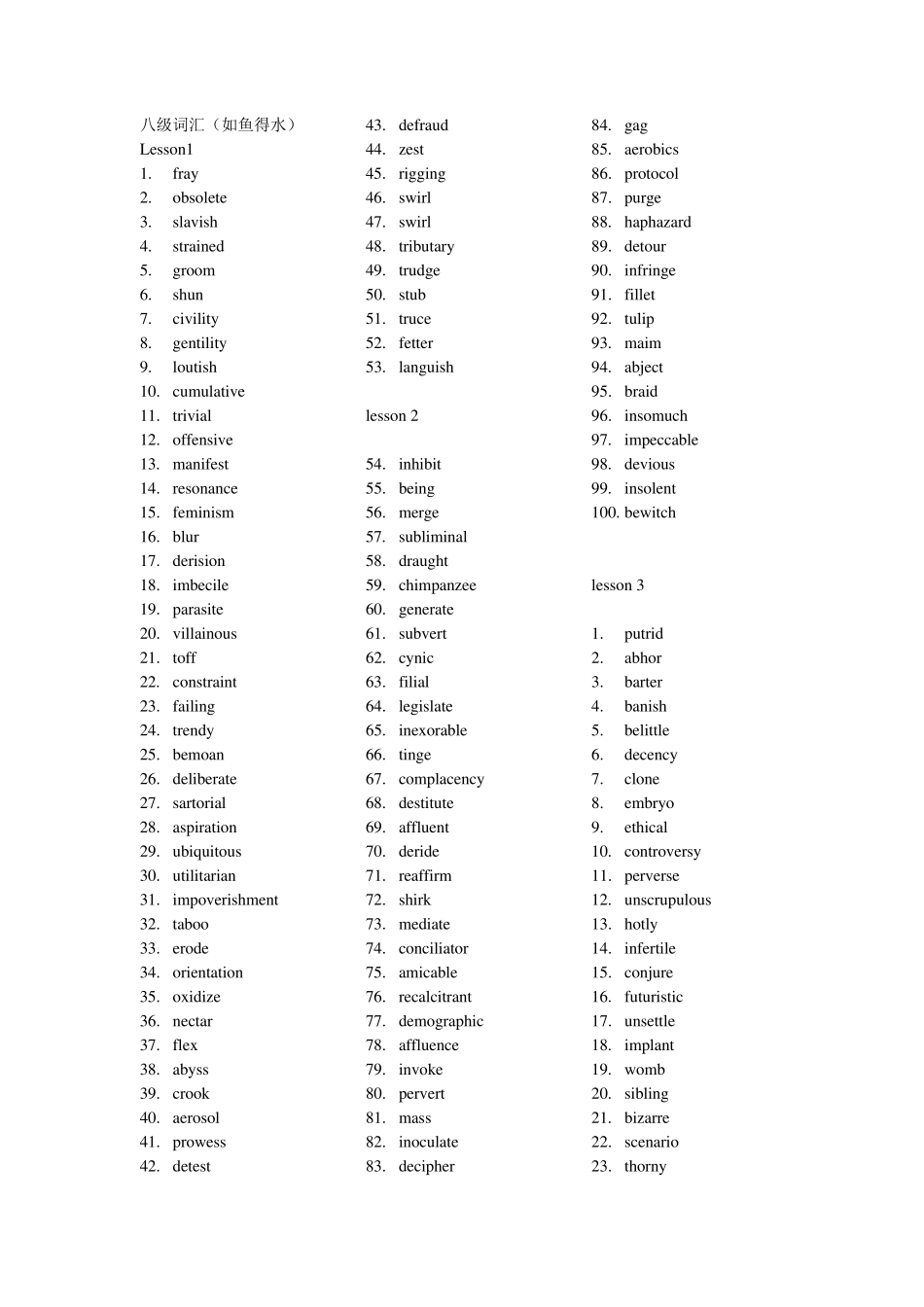 如鱼得水八级词汇全本单词_第1页