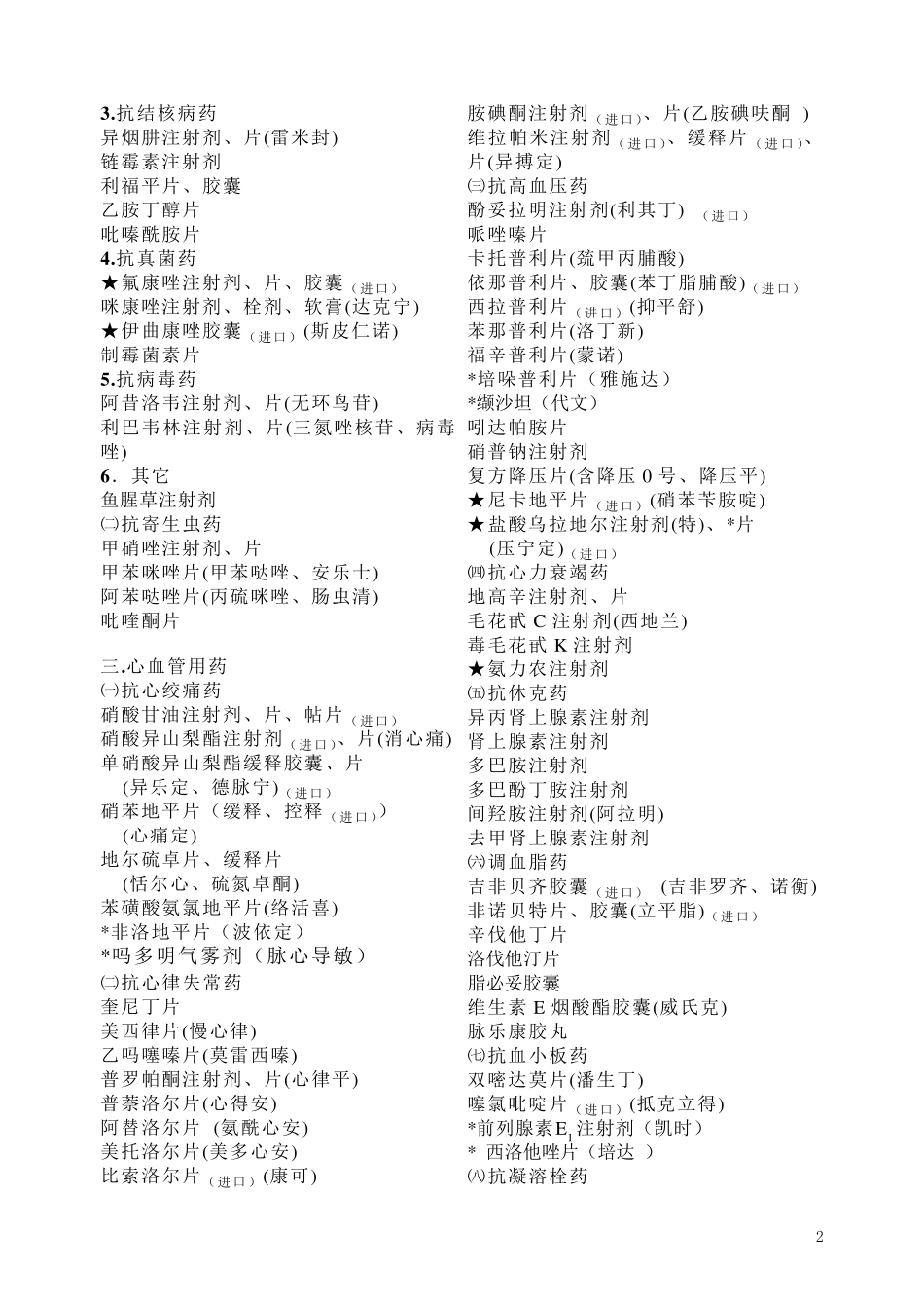 妇产科基本用药目录(病房)_第2页